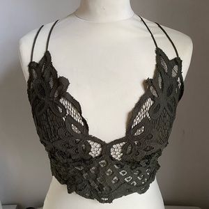 Free People army green lace bralette sz L